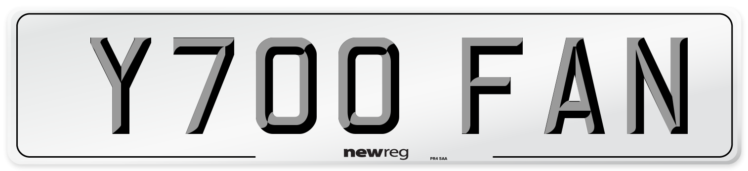 Y700 FAN Number Plate from New Reg